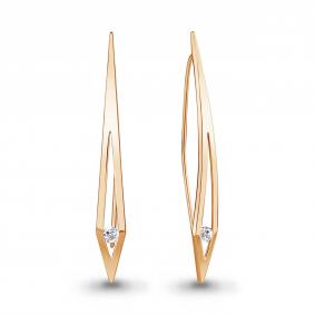 Серьги из золочёного серебра AQUAMARINE А49347А-п с фианитом А49347А-п фото