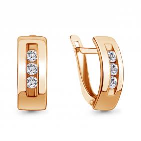 Серьги из золочёного серебра AQUAMARINE А49360А-п с фианитом А49360А-п фото