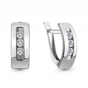 Серебряные серьги AQUAMARINE А49360А с фианитом А49360А фото
