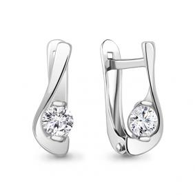 Серебряные серьги AQUAMARINE А49361А с фианитом А49361А фото