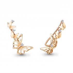 Серьги из золочёного серебра AQUAMARINE А49379А-п с фианитом А49379А-п фото