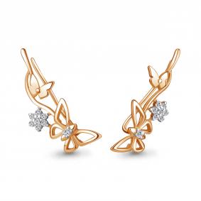 Серьги из золочёного серебра AQUAMARINE А49381А-п с фианитом А49381А-п фото