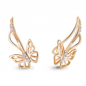 Серьги из золочёного серебра AQUAMARINE А49383А-п с фианитом А49383А-п фото