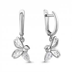 Серебряные серьги AQUAMARINE А49384 с фианитом А49384 фото