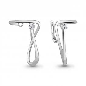 Серебряные серьги AQUAMARINE А49392А с фианитом А49392А фото