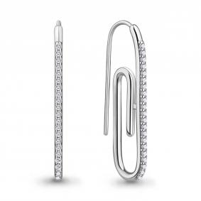 Серебряные серьги AQUAMARINE А49397А с фианитом А49397А фото