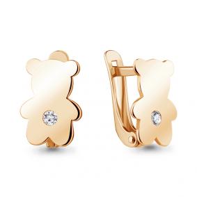 Серьги из золочёного серебра AQUAMARINE А49410А-п с фианитом А49410А-п фото