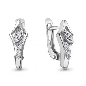 Серебряные серьги AQUAMARINE А49414А с фианитом А49414А фото
