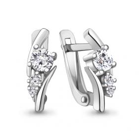 Серебряные серьги AQUAMARINE А49415А с фианитом А49415А фото