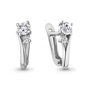 Серебряные серьги AQUAMARINE А49418А с фианитом А49418А фото