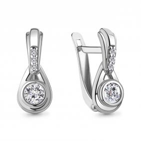 Серебряные серьги AQUAMARINE А49435А с фианитом А49435А фото