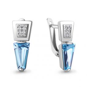 Серебряные серьги AQUAMARINE А4943892А с топазом и фианитом А4943892А фото