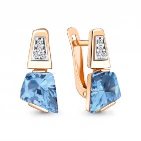 Серьги из золочёного серебра AQUAMARINE А4944092А-пк с топазом и фианитом А4944092А-пк фото