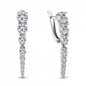 Серебряные серьги AQUAMARINE А49451А с фианитом А49451А фото