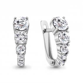 Серебряные серьги AQUAMARINE А49460А с фианитом А49460А фото