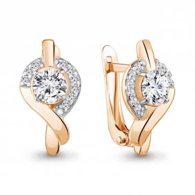 Серьги из золочёного серебра AQUAMARINE А49463А-п с фианитом А49463А-п фото