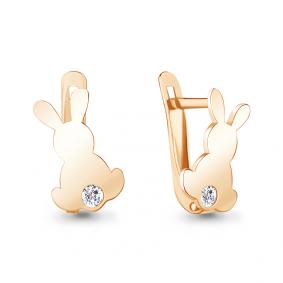 Серьги из золочёного серебра AQUAMARINE А49484А-п с фианитом А49484А-п фото