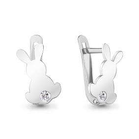 Серебряные серьги AQUAMARINE А49484А с фианитом А49484А фото