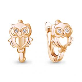 Серьги из золочёного серебра AQUAMARINE А49490А-п с фианитом А49490А-п фото