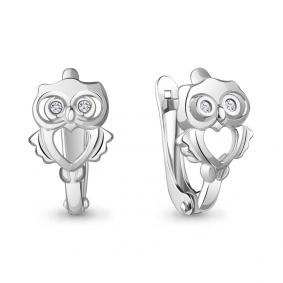 Серебряные серьги AQUAMARINE А49490А с фианитом А49490А фото