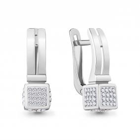 Серебряные серьги AQUAMARINE А49510 с ювелирным кристаллом А49510 фото