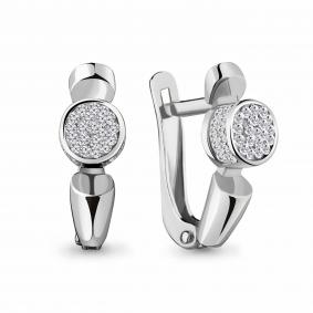 Серебряные серьги AQUAMARINE А49512 с ювелирным кристаллом А49512 фото