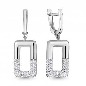 Серебряные серьги AQUAMARINE А49527 с ювелирным кристаллом А49527 фото