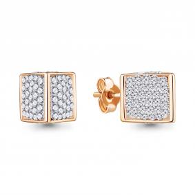 Серьги из золочёного серебра AQUAMARINE А49539-п с ювелирным кристаллом А49539-п фото