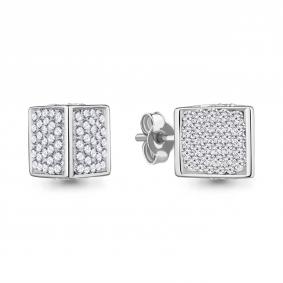 Серебряные серьги AQUAMARINE А49539 с ювелирным кристаллом А49539 фото