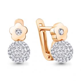 Серьги из золочёного серебра AQUAMARINE А49552-п с ювелирным кристаллом А49552-п фото