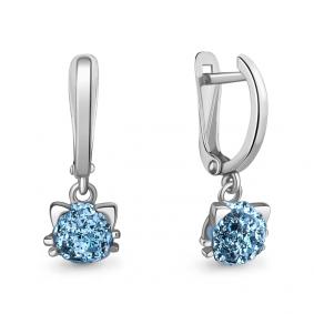 Серебряные серьги AQUAMARINE А49559Н с ювелирным кристаллом А49559Н фото