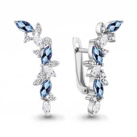 Серебряные серьги AQUAMARINE А4964105А с топазом и фианитом А4964105А фото