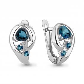 Серебряные серьги AQUAMARINE А4966208 с Лондон топазом А4966208 фото