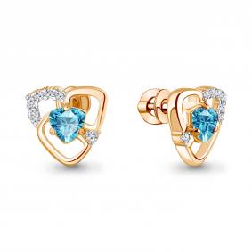 Серьги из золочёного серебра AQUAMARINE А4966305А-п с топазом и фианитом А4966305А-п фото