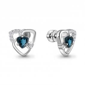 Серебряные серьги AQUAMARINE А4966308А с фианитом и Лондон топазом А4966308А фото