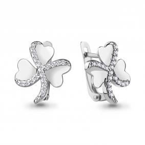 Серебряные серьги AQUAMARINE А49728А с фианитом А49728А фото