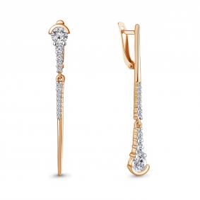 Серьги из золочёного серебра AQUAMARINE А49738А-пк с фианитом А49738А-пк фото