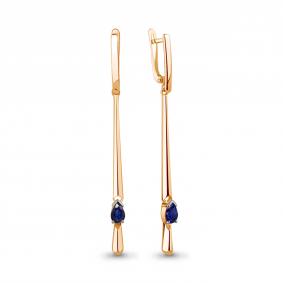 Серьги из золочёного серебра AQUAMARINE А49739Н-п с гидротермальным сапфиром А49739Н-п фото