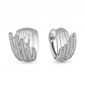 Серебряные серьги AQUAMARINE А49752А с фианитом А49752А фото