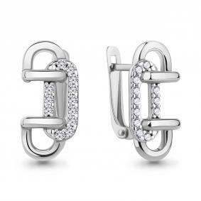 Серебряные серьги AQUAMARINE А49767А с фианитом А49767А фото