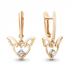 Серьги из золочёного серебра AQUAMARINE А49777А-п с фианитом А49777А-п фото