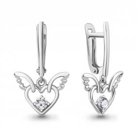 Серебряные серьги AQUAMARINE А49777А с фианитом А49777А фото