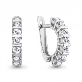 Серебряные серьги AQUAMARINE А49806А с фианитом А49806А фото