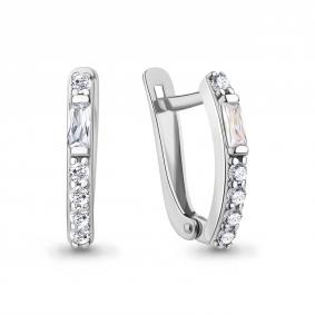 Серебряные серьги AQUAMARINE А49811А с фианитом А49811А фото