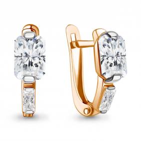 Серьги из золочёного серебра AQUAMARINE А49813-п с фианитом А49813-п фото