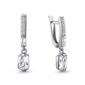 Серебряные серьги AQUAMARINE А49828А с фианитом А49828А фото
