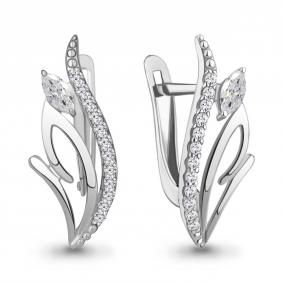 Серебряные серьги AQUAMARINE А49847А с фианитом А49847А фото