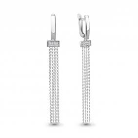 Серебряные серьги AQUAMARINE А49946А с фианитом А49946А фото