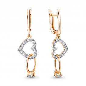 Серьги из золочёного серебра AQUAMARINE А49972А-пк с фианитом А49972А-пк фото