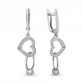 Серебряные серьги AQUAMARINE А49972А с фианитом А49972А фото